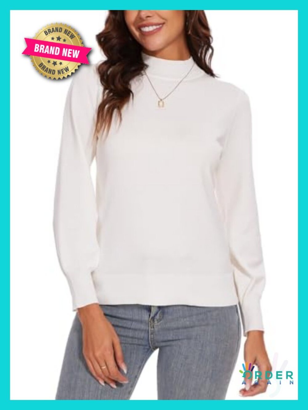 Women's Long Sleeve Mock Turtleneck Sweater Soft Knit Pullover